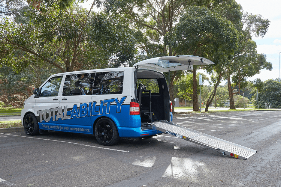 Movia ramp opened at the back of the Total Ability van