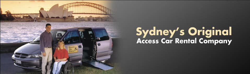 Photo of van with two people in front with Sydney harbour bridge in the background. Sydney's Original Access Car Rental Company