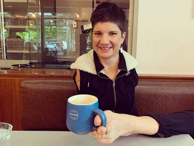 Kerry-Lee Gockel drinking coffee