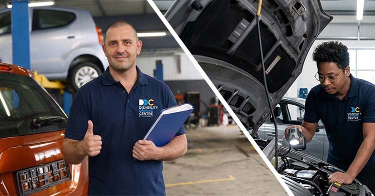 Ross and Chris in the Disability Driving Centre Workshop