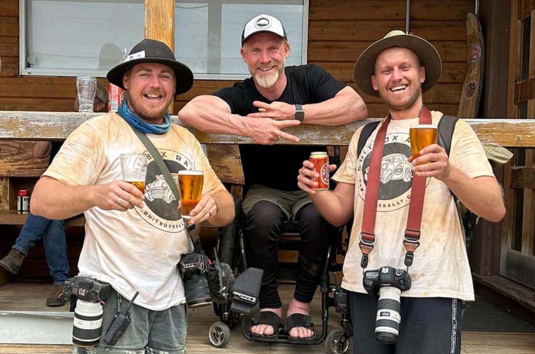 Sharing a drink in a break during the rally