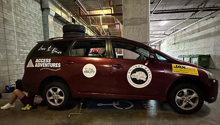 Adding tennis balls to the rally cars suspension