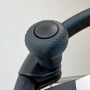 Spinner Knob - Leather with BLACK stitch