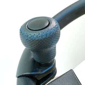 Spinner Knob - Leather with BLUE stitch
